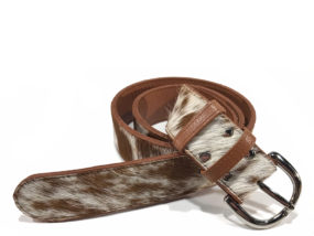 Tan and White Cowhide Belt