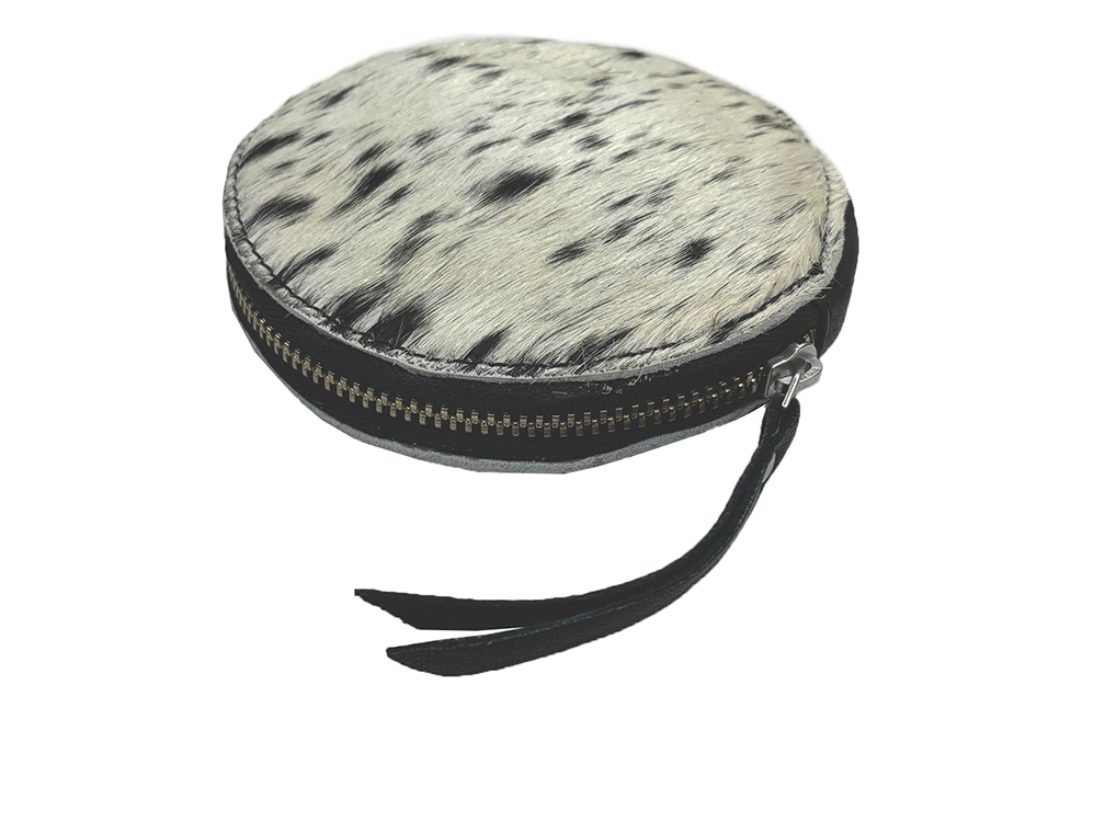 Belle Couleur - Annabelle Speckled Black and White Cowhide Purse