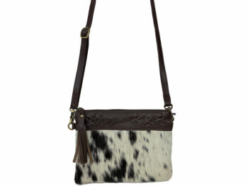 Belle Couleur - Gisele Chocolate and White Cowhide Bag
