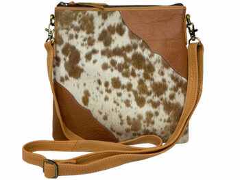 Belle Couleur - Stella Speckled Tan and White cowhide bag