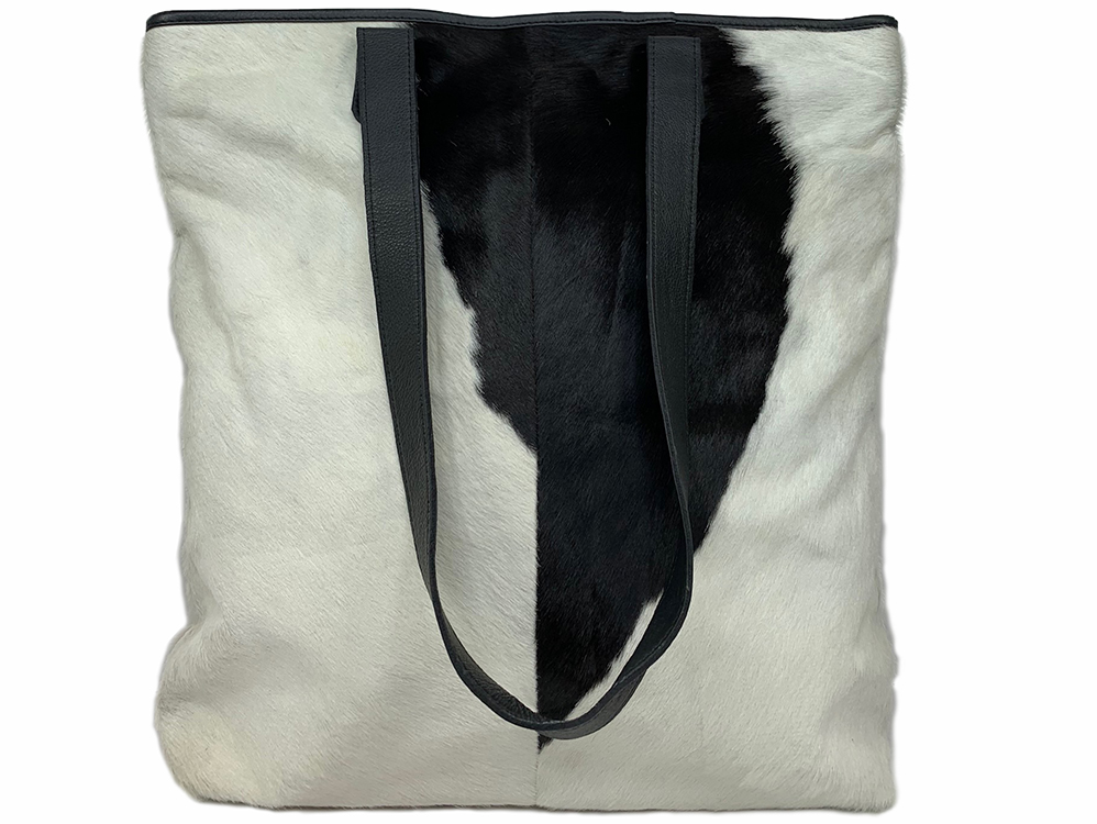 Belle Couleur - Belle Light Black and White Cowhide Bag