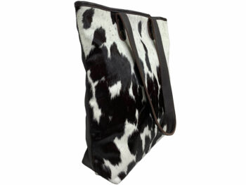 Belle Couleur - Belle Chocolate and White Cowhide Bag