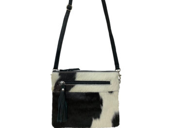 Belle Couleur - Manon Black and White Cowhide Bag