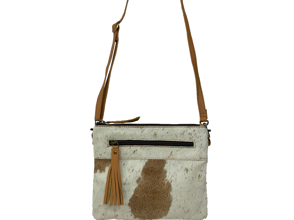 Belle Couleur - Manon Tan and White Cowhide Bag