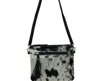 Belle Couleur - Manon Speckled Black and White Cowhide Bag
