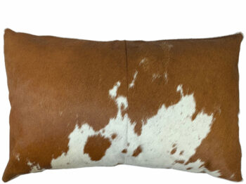 Belle Couleur - Rectangle Tan and White Cowhide Cushion
