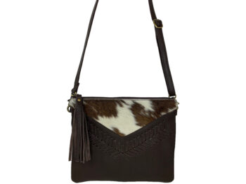 Belle Couleur - Blaise Chocolate and White Cowhide Bag
