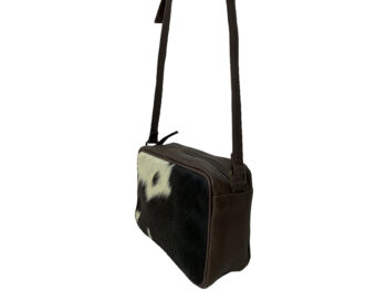 Belle Couleur - Madeleine Chocolate and White Cowhide Bag