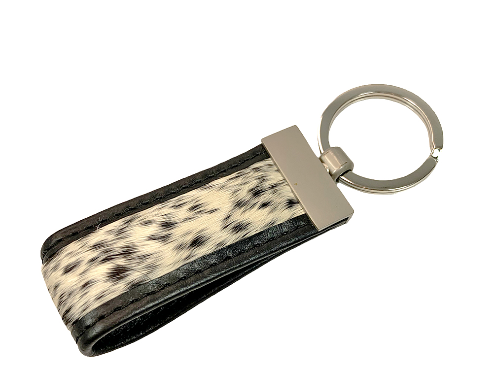 Belle Couleur - Maine Black and White Cowhide Keyring