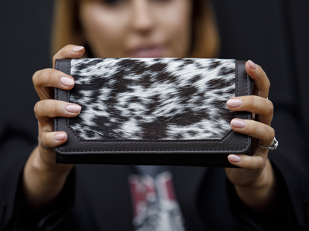 Odette Chocolate and White Cowhide Wallet