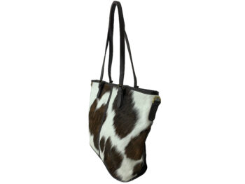 Belle Couleur - Adele Flecked Chocolate and White Cowhide Bag