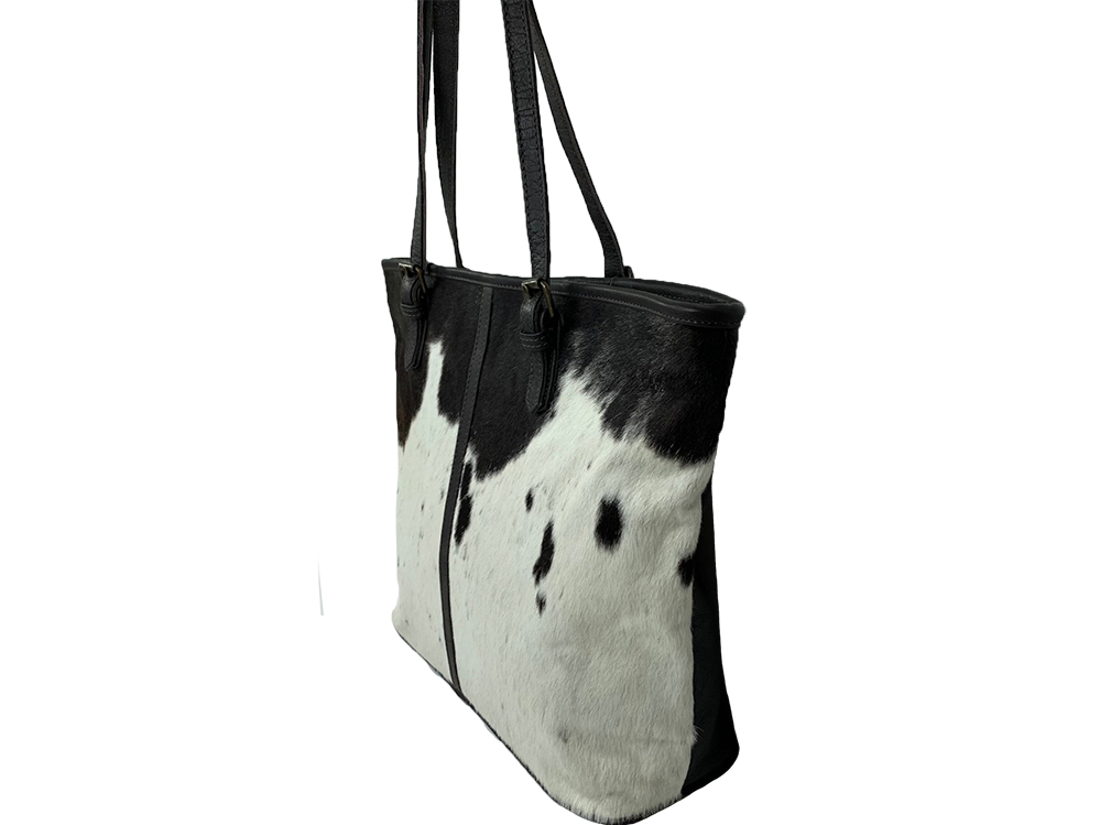 Belle Couleur - Adele Speckled Chocolate and White Cowhide Bag