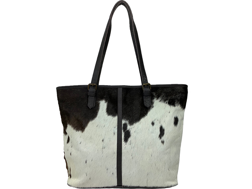 Belle Couleur - Adele Speckled Chocolate and White Cowhide Bag