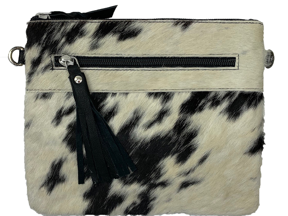 Belle Couleur - Manon Black and White Cowhide Bag