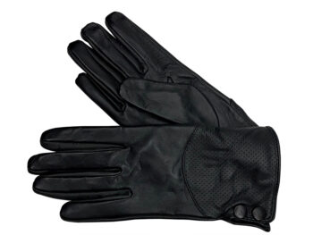 Black leather gloves