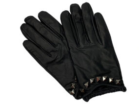 Studded Black Leather Gloves