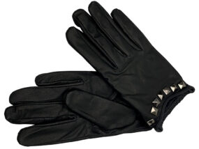 Studded Black Leather Gloves