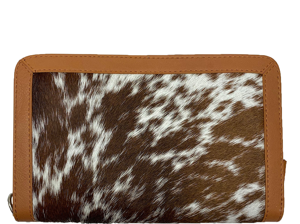 Belle Couleur - Colette Dark Flecked Tan and White Cowhide Wallet rear