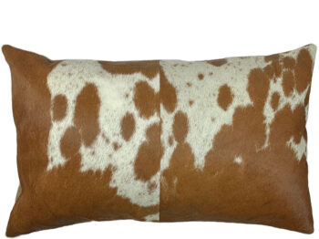 Belle Couleur - Tan and White Rectangle Cowhide Cushion