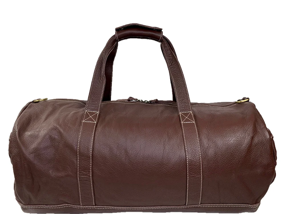 Belle Couleur - Domenique Brown Leather Duffel Bag