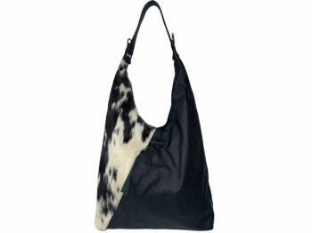 Belle Couleur - Sofie Flecked Black and White Cowhide Bag