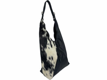 Belle Couleur - Sofie Flecked Black and White Cowhide Bag