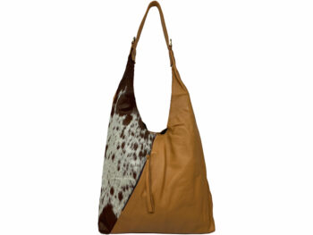 Belle Couleur - Sofie Flecked Tan and White Cowhide Bag