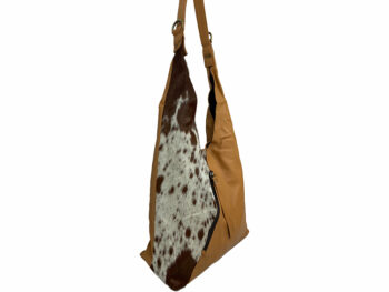 Belle Couleur - Sofie Flecked Tan and White Cowhide Bag