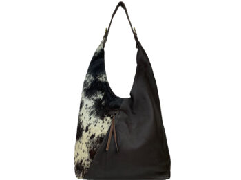 Belle Couleur - Sofie Chocolate and White Cowhide Bag