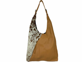 Belle Couleur - Sofie Speckled Tan and White Cowhide Bag