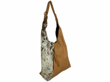 Belle Couleur - Sofie Speckled Tan and White Cowhide Bag