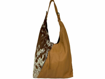 Belle Couleur - Sofie Tan and White Cowhide Bag