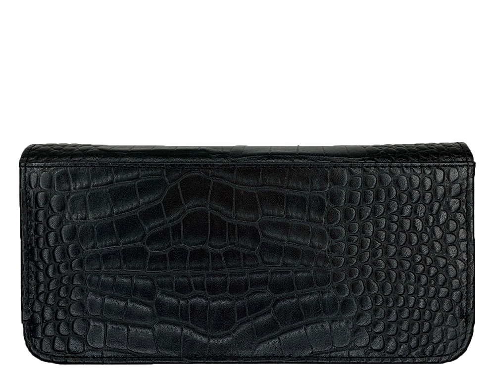 Belle Couleur - Isla Black Croc Embossed Leather Wallet