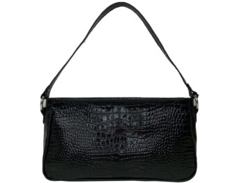 Belle Couleur - Lille Black Croc Embossed Leather Bag