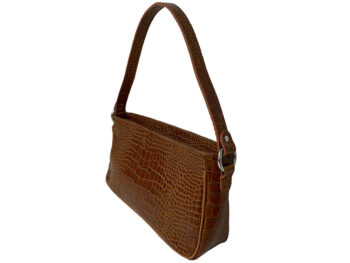 Belle Couleur - Lille Tan Croc Embossed Leather Bag