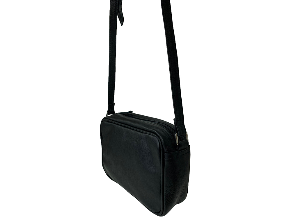 Madeleine - Black Leather Sling Bag - Belle Couleur