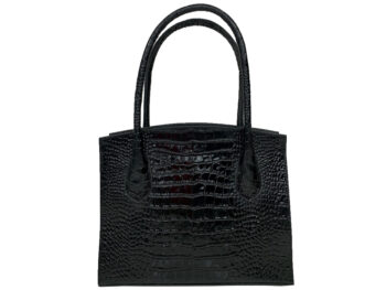 Belle Couleur - Mimi Black Croc Embossed Leather Bag