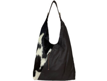 Belle Couleur - Sofie Flecked Chocolate and White Cowhide Bag