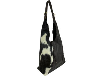 Belle Couleur - Sofie Flecked Chocolate and White Cowhide Bag
