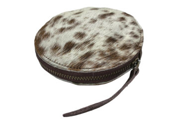 Belle Couleur - Annabelle Speckled Chocolate and White Cowhide Purse
