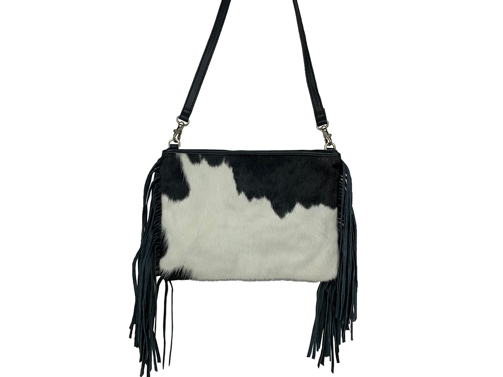 Belle Couleur - Claudine Light Black and White Cowhide Bag