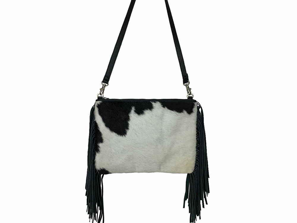 Belle Couleur - Claudine light black and white cowhide bag
