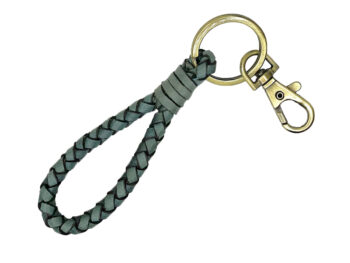Belle Couleur - Sage Green Braided Leather Keyring