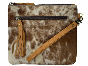 Belle Couleur - Audrey Flecked Tan and White Cowhide Clutch