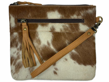 Belle Couleur - Audrey Tan and White Cowhide Clutch