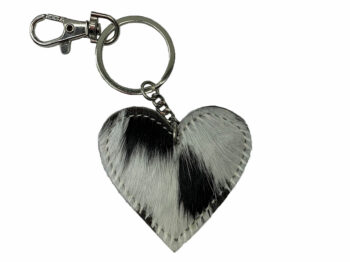 Belle Couleur - Amore Black and White Cowhide Heart Key Ring