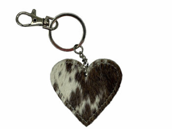 Belle Couleur - Amore Chocolate and White Cowhide Keyring