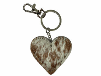 Belle Couleur - Amore Tan and White Cowhide Keyring