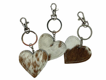 Belle Couleur - Amore Tan and White Cowhide Keyring