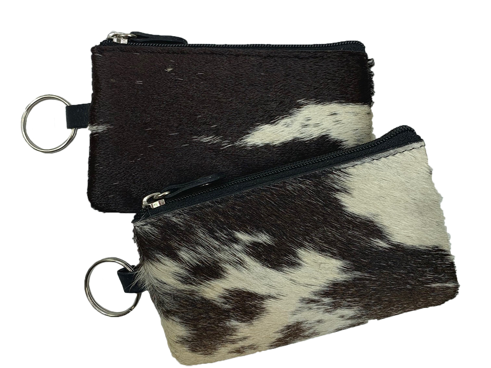 Belle Couleur - Lois Black and White Cowhide Key Ring Wallet